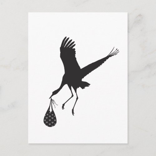   Minimal Cute Stork Unisex Baby Shower Invitation Postcard