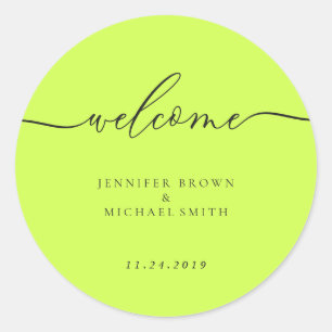 Minimal Cyber Lime Jet Black Welcome Classic Round Sticker