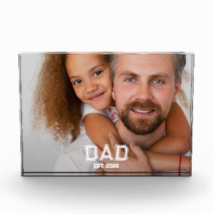 Minimal Dad Established Year New Father Photo Acrylic Award