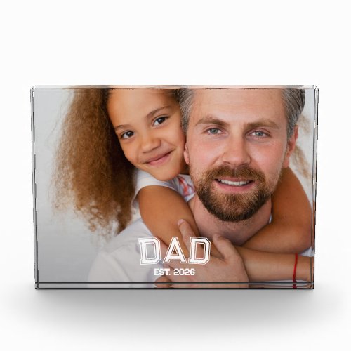 Minimal Dad Established Year New Father Photo Acrylic Award