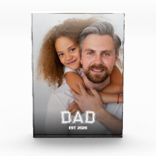 Minimal Dad Established Year New Father Photo Acrylic Award