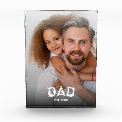Minimal Dad Established Year New Father Photo Acrylic Award
