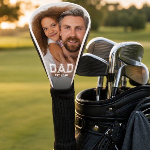 Minimal Dad Established Year New Father Photo Golf Head Cover