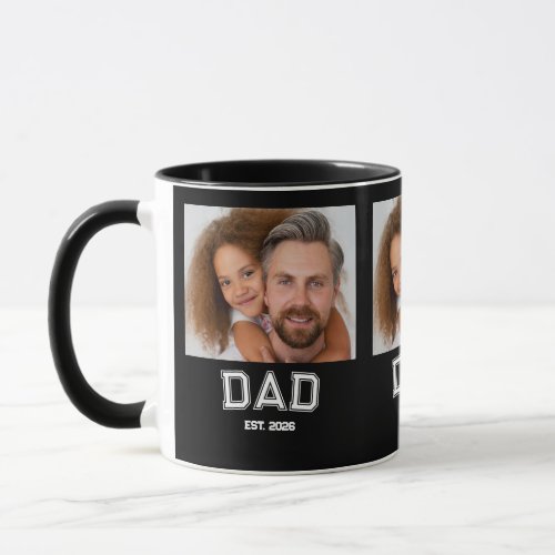 Minimal Dad Established Year New Father Photo Mug