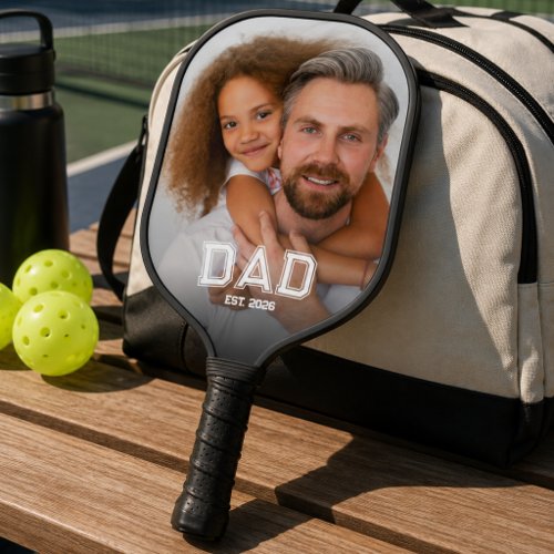 Minimal Dad Established Year New Father Photo Pickleball Paddle