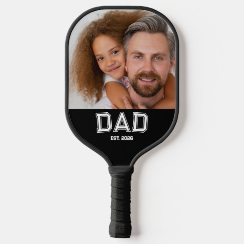 Minimal Dad Established Year New Father Photo Pickleball Paddle