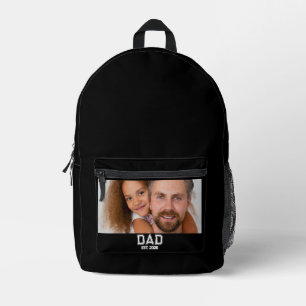 Minimal Dad Established Year New Father Photo Printed Backpack