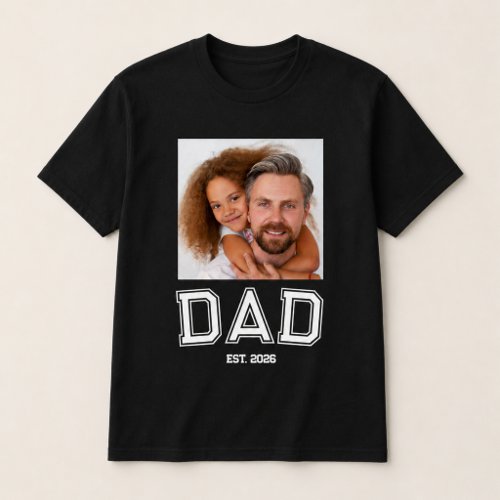 Minimal Dad Established Year New Father Photo T-Shirt