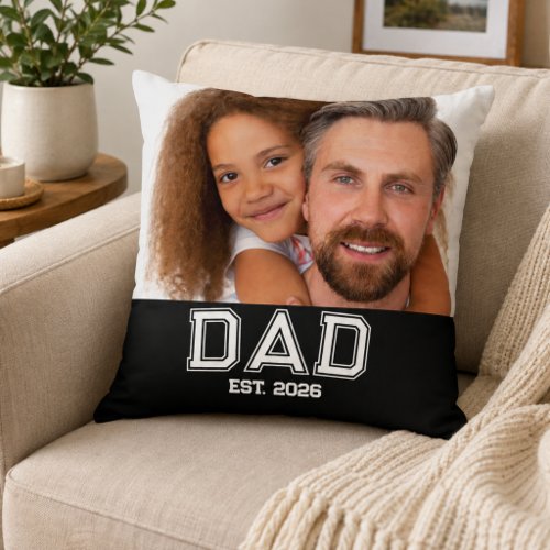 Minimal Dad Established Year New Father Photo Throw Pillow