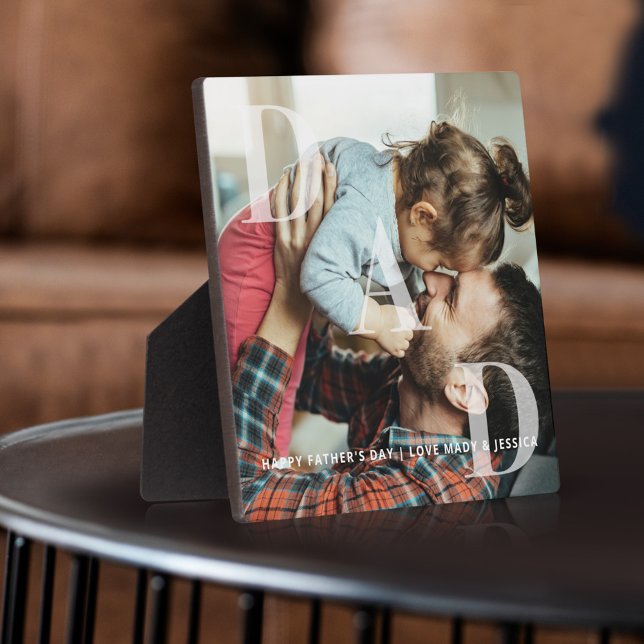 Minimal DAD Overlay Father's Day Photo Keepsake Plaque (Creator Uploaded)