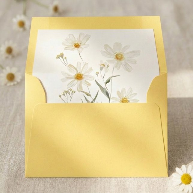Minimal Daisy Floral Liner Wedding Envelope (Creator Uploaded)