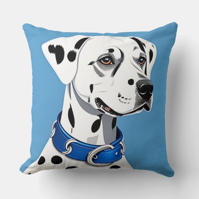 Minimal Dalmatian Dog Elegant Dog Lover Interior Throw Pillow (Front)