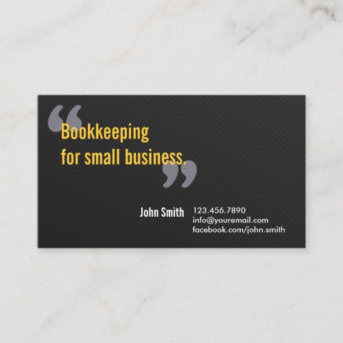 Minimal Dark Bookkeeping Service Business Card