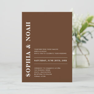 Minimal Dark Brown Modern Fall Wedding Invitation