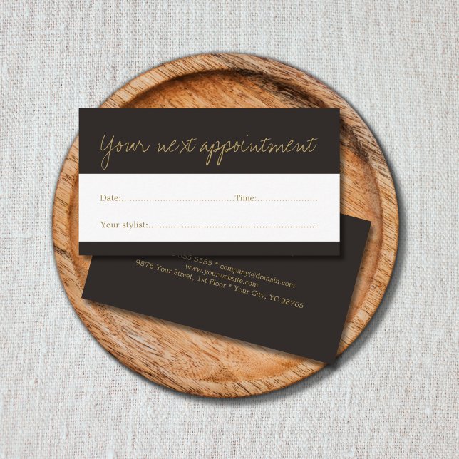 Minimal Dark Faux Gold Beauty Appointment Card (Creator Uploaded)