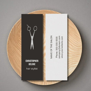 Minimal Dark Faux Silver Scissor Hair Stylist Mini Business Card