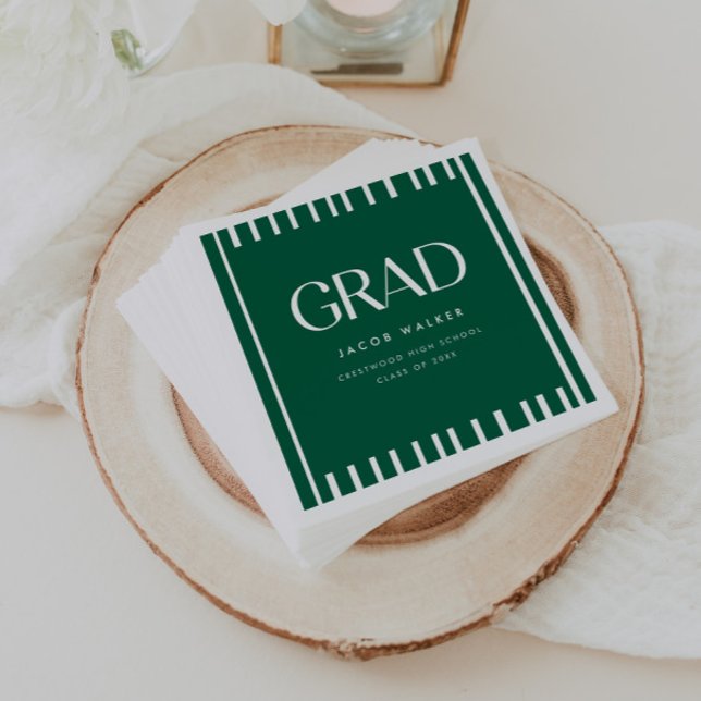 Minimal Dark Green Bold Custom Graduation Party Napkins (Creator Uploaded)