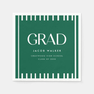 Minimal Dark Green Bold Custom Graduation Party Napkins
