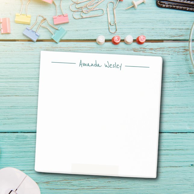 Minimal Dark Green Monogram Full Name Post-it Notes (Creator Uploaded)