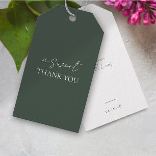 Minimal Dark Green & White Wedding Thank You Gift Tags
