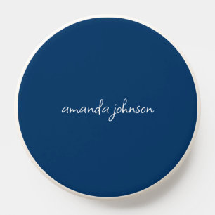 Minimal Dark Navy Blue Monogrammed PopSocket