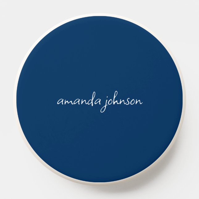 Minimal Dark Navy Blue Monogrammed PopSocket (Popsocket)