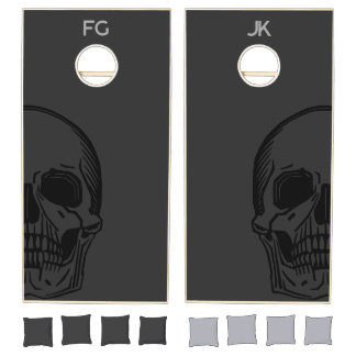 Minimal Dark Skull Cornhole Set