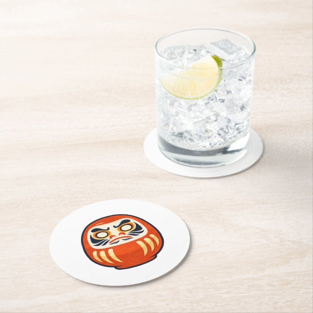 Minimal Daruma – Japanese Folk Art Coaster (Insitu)