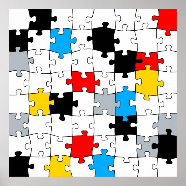 Minimal De Stijl Jigsaw Puzzle Color Composition Poster (Front)