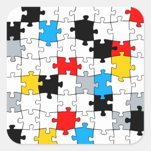 Minimal De Stijl Jigsaw Puzzle Color Composition Square Sticker