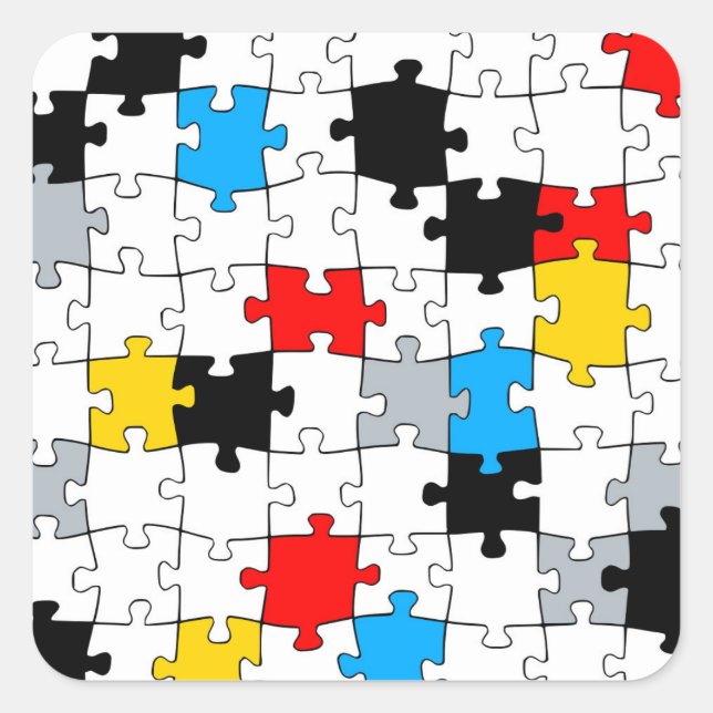Minimal De Stijl Jigsaw Puzzle Color Composition Square Sticker (Front)