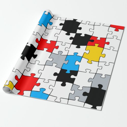 Minimal De Stijl Jigsaw Puzzle Color Composition Wrapping Paper