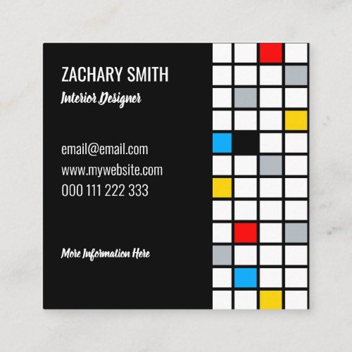 Minimal De Stijl Retro Mosaic Color Composition Square Business Card