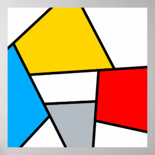 Minimal De Stijl Retro Polygon Color Composition Poster