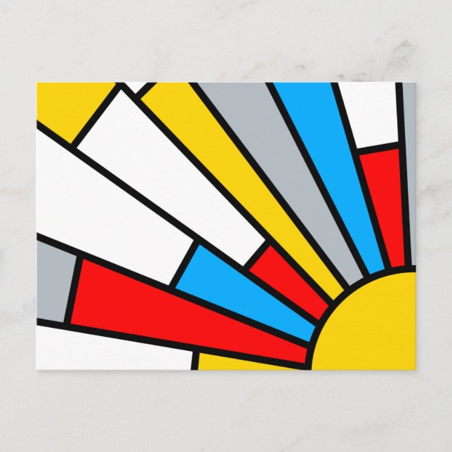 Minimal De Stijl Retro Sun Ray Color Composition Postcard (Front)