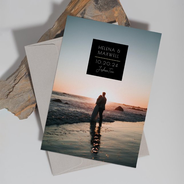 Minimal Deco Photo Save the Date Gold Foil Invitation (Creator Uploaded)