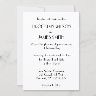 Minimal Deco White Wedding Invitation