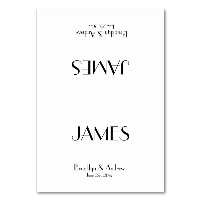 Minimal Deco White Wedding Place Cards (Front)