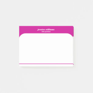 Minimal Deep-Pink and White Custom Name Post-it Notes