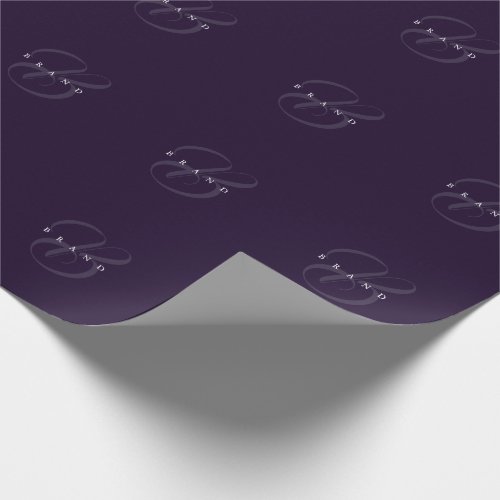 Minimal Deep Plum Purple Elegant Monogram Company Wrapping Paper