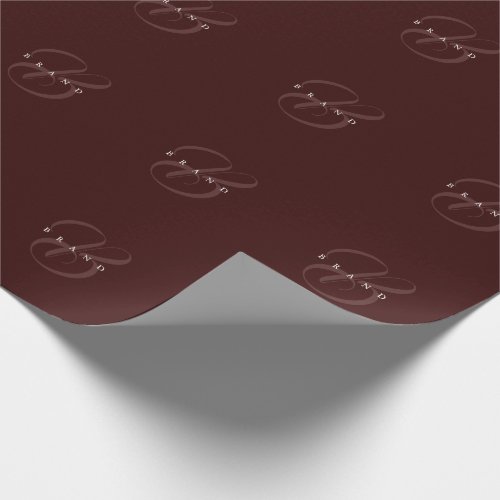 Minimal Deep Wine Elegant Monogram Company Wrapping Paper