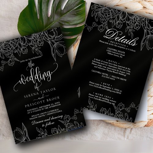 Minimal Delicate Calligraphy All in One Wedding  Invitation