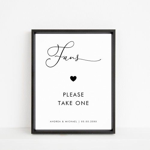 Minimal Delicate Script  Heart Fans Wedding Sign