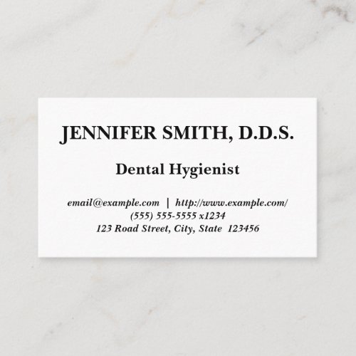 Minimal Dental Hygienist Business Card