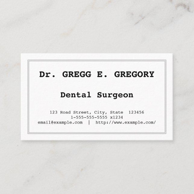 Minimal Dental Surgeon Business Card (Front)