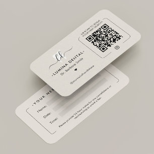 Minimal Dentist Dental Clinic Monogram Sand QR Appointment Card