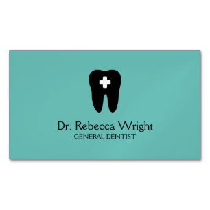 Minimal Dentist Logo Light Teal Dental Office Business Card Magnet
