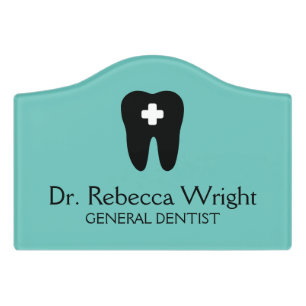 Minimal Dentist Logo Light Teal Dental Office Door Sign