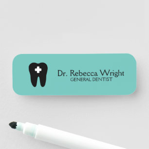 Minimal Dentist Logo Light Teal Dental Office Name Tag