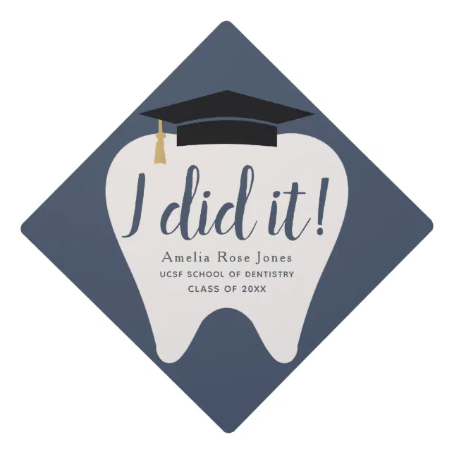 Minimal Dentistry School Tooth Graduation Cap Topper Zazzle